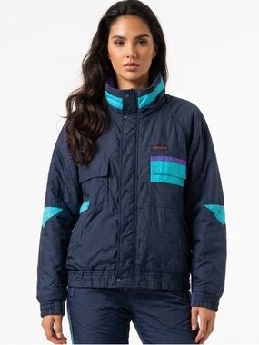 EDELWEISS | Vintage Ski Jacket Navy Purple Teal XL